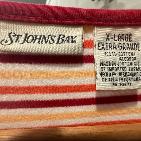 St. John's Bay Red and White Fitted Short Sleeve T-Shirt - Picture 5 of 7